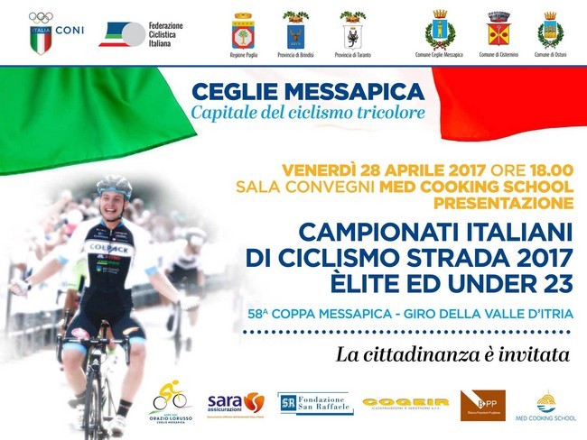 FCI Puglia, presentazione campionati italiani under 23 ed elite a Ceglie Messapica domani alle ore 18,00